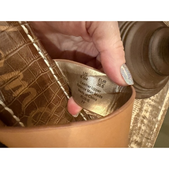 Sam Edelman Rubie Slip On Wedge Tan Brown Rattan Sandals Sz 6.5 - Picture 11 of 11